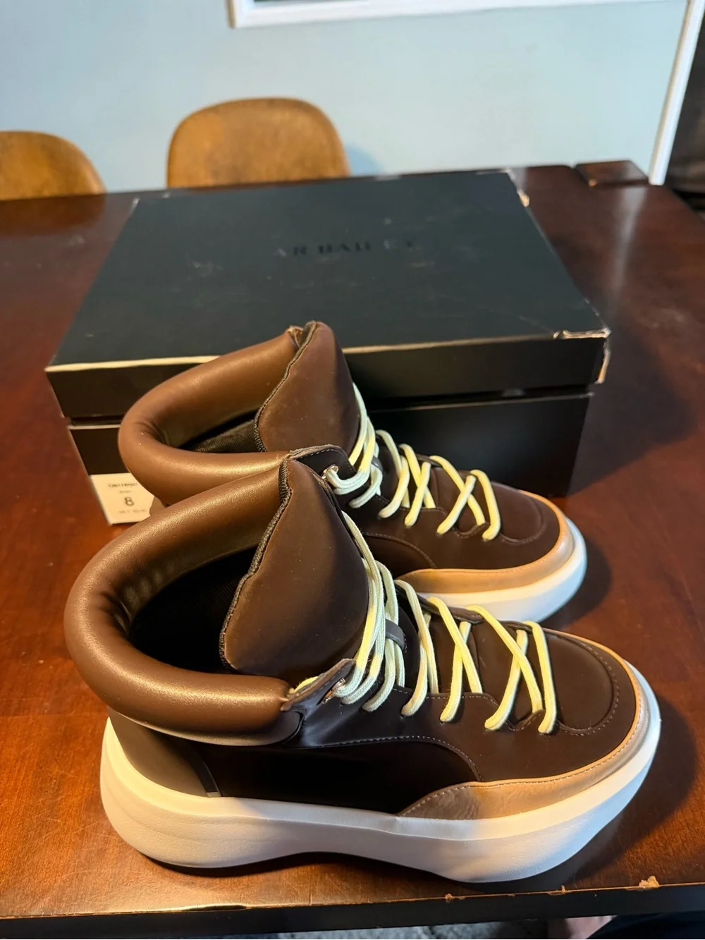FCTRY LAB Omar Bailey Designer Men's Brown High-Top boots with Cream Sole